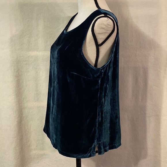 Double D Ranch blue green silk blend velvet sleeveless tank top - Picture 3 of 15